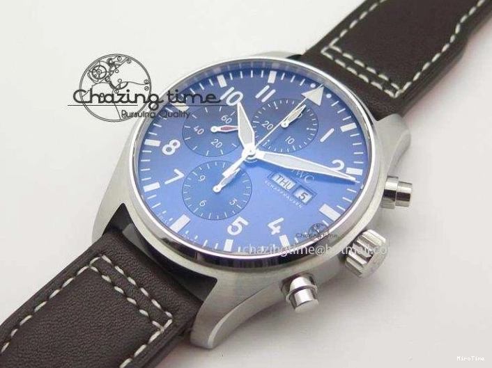 MIROTIME 1220 HighQuality Pilot Chrono 377714 “Le Petit Prince” ZF Best Edition Blue Dial On Brown Leather Strap A 7309